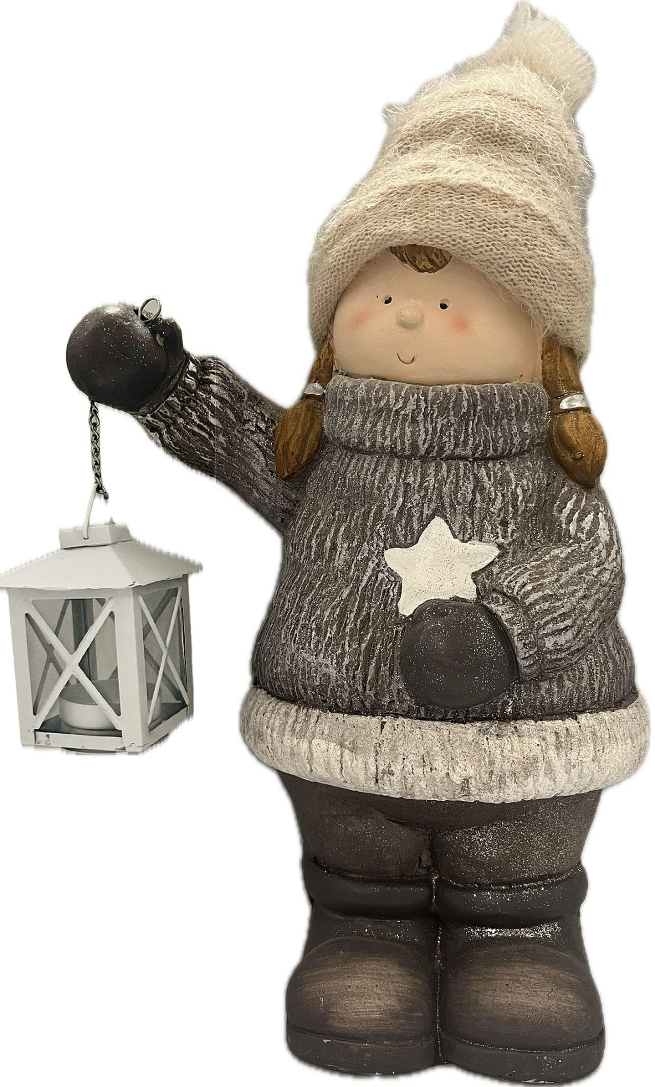 DEKOFIGUR KIND  - Braun/Weiß, LIFESTYLE, Textil/Stein (24/39,5/19cm) - X-Mas