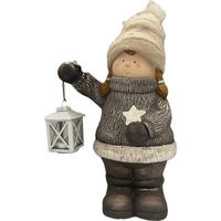 DEKOFIGUR KIND  - Braun/Weiß, LIFESTYLE, Textil/Stein (24/39,5/19cm) - X-Mas