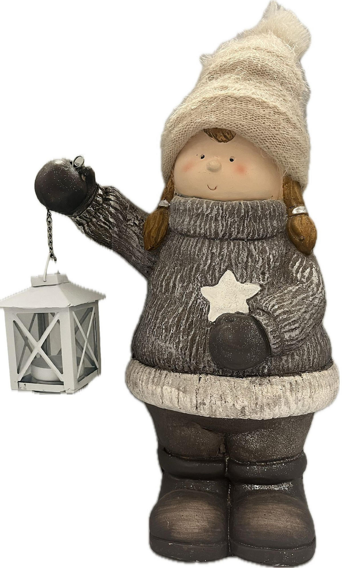 DEKOFIGUR KIND  - Braun/Weiß, LIFESTYLE, Textil/Stein (24/39,5/19cm) - X-Mas
