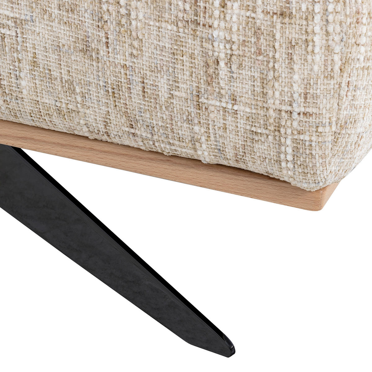 ECKSOFA PORTLAND in Struktur Beige Kopfteilverstellung  187/295 cm  - Beige/Schwarz, Design, Holz/Textil (187/295cm) - Livetastic