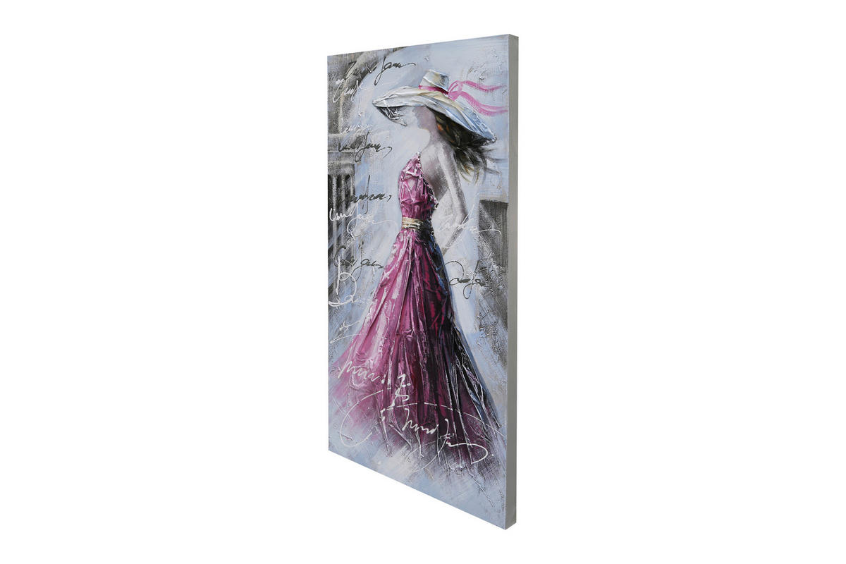 UNIKAT 50/100 cm  - Violett/Weiß, LIFESTYLE, Holz/Textil (50/100cm) - Monee