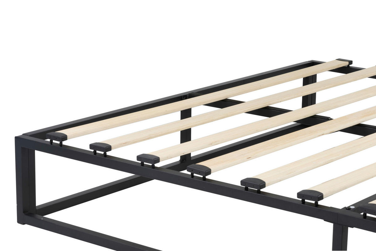 METALLBETT 140/200 cm  in Naturfarben, Schwarz  - Schwarz/Naturfarben, Basics, Holz/Metall (140/200cm) - Boxxx
