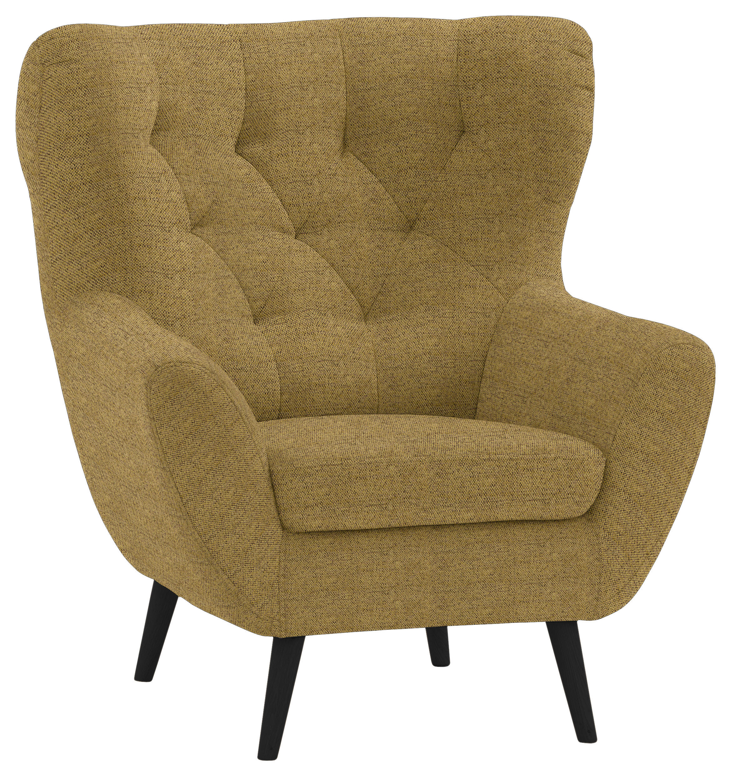 SESSEL 87/101/95 cm  in Webstoff Dunkelgelb  - Anthrazit/Dunkelgelb, Design, Holz/Textil (87/101/95cm) - Stylife