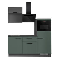 KÜCHENBLOCK 180 cm   in Graphitfarben, Dunkelgrün  - Dunkelgrün/Schieferfarben, Basics, Holzwerkstoff/Metall (180cm) - Impuls