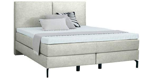 BOXSPRINGBETT 180/200 cm  in Hellgrau  - Hellgrau/Schwarz, KONVENTIONELL, Textil/Metall (180/200cm) - Dieter Knoll