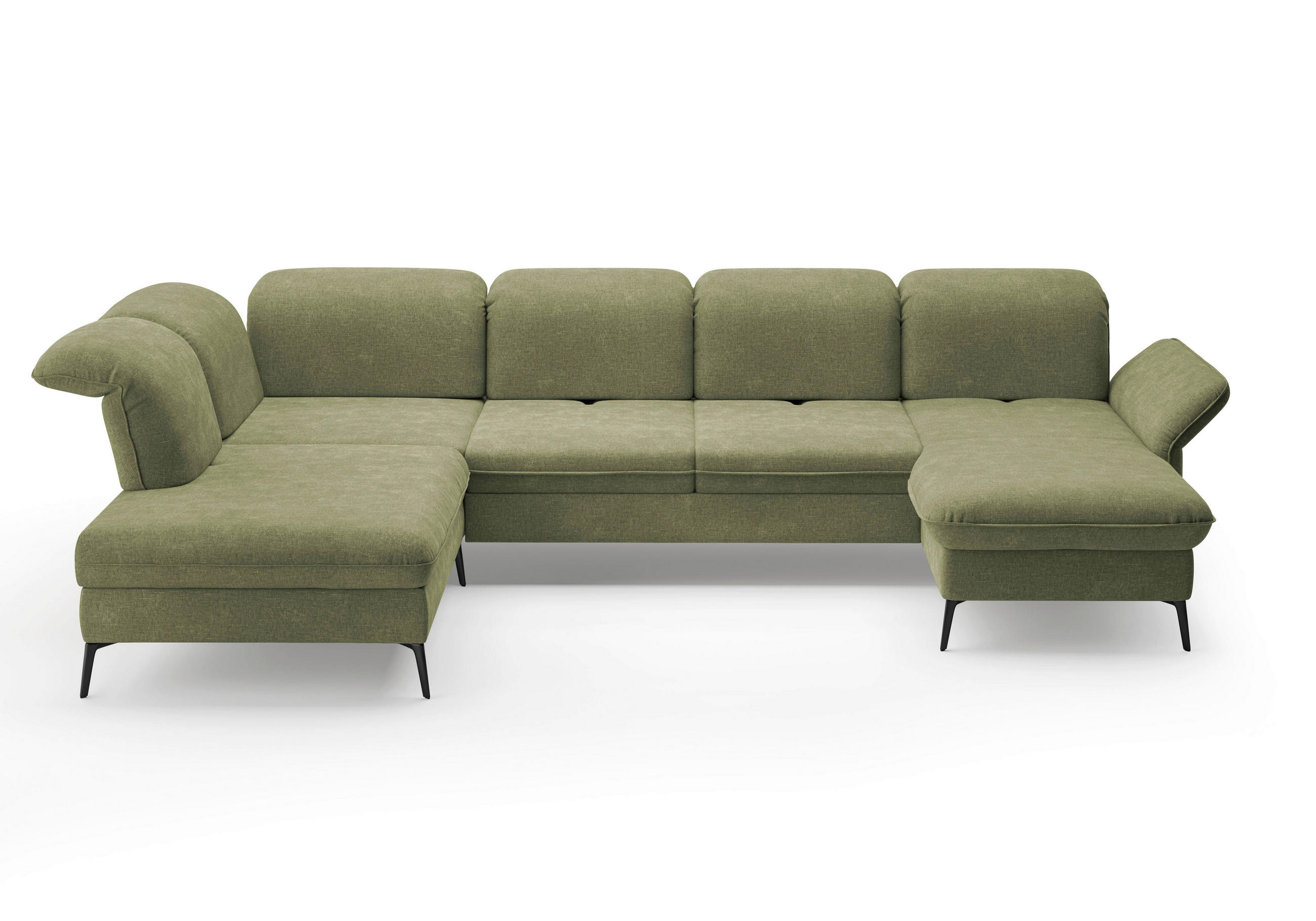 WOHNLANDSCHAFT in Flachgewebe Hellgrün  - Schwarz/Hellgrün, KONVENTIONELL, Textil/Metall (231/359/198cm) - Sit & More