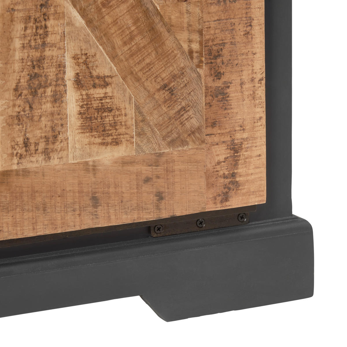 VITRINE  in massiv Mangoholz Schwarz, Grau, Naturfarben - Schwarz/Naturfarben, LIFESTYLE, Holz/Holzwerkstoff (100/180/45cm) - MID.YOU