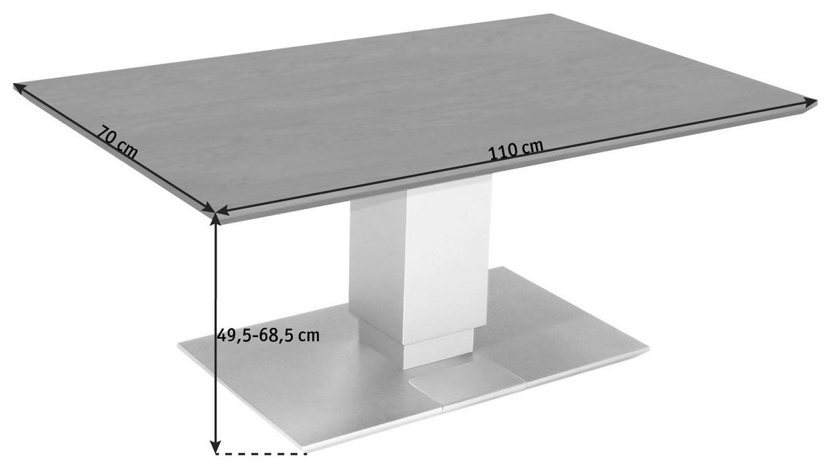 COUCHTISCH in Holz, Metall, Holzwerkstoff 110/70/49,5-68,5 cm  - Edelstahlfarben/Eichefarben, Design, Holz/Holzwerkstoff (110/70/49,5-68,5cm)