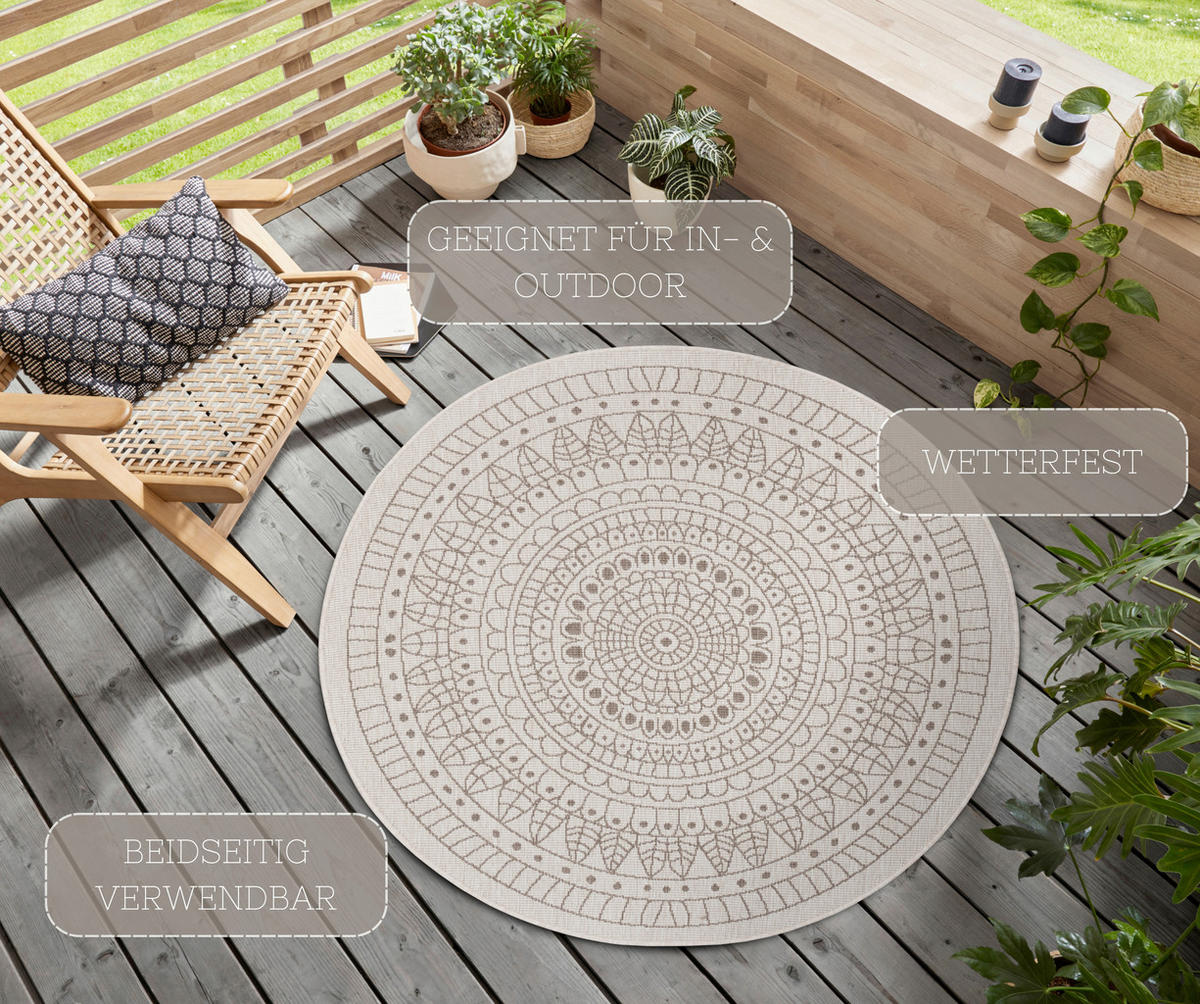 OUTDOORTEPPICH 240 cm Twin Creme, Cappuccino  - Creme/Cappuccino, Design, Kunststoff (240cm)