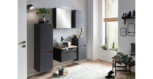 WASCHTISCHKOMBI 61 cm - Graphitfarben/Weiß, Natur, Keramik/Holzwerkstoff (61cm) - Xora