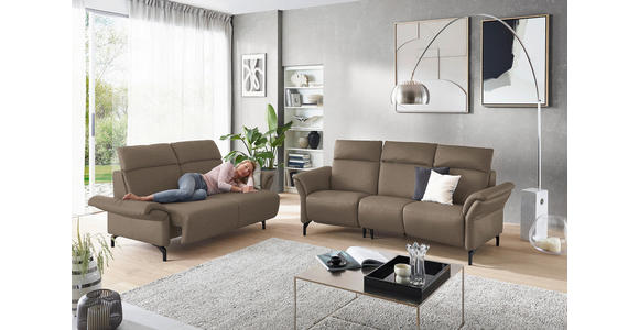 2-SITZER-SOFA in Mikrofaser Taupe - Taupe/Schwarz, KONVENTIONELL, Textil/Metall (178/103/95cm) - Dieter Knoll