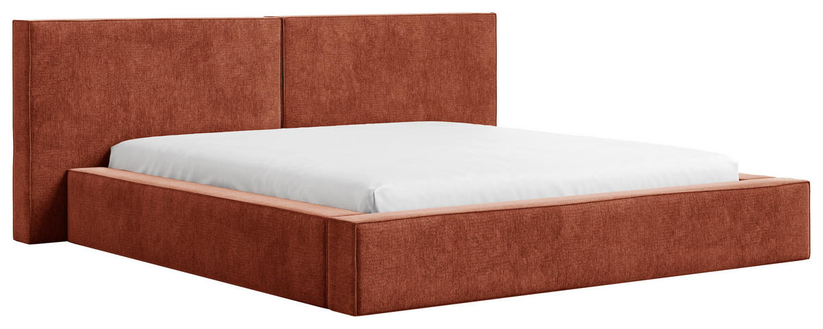 POLSTERBETT 140/200 cm,  in Terracotta, Bettkasten,  - Terracotta/Schwarz, MODERN, Holz (140/200cm) - MID.YOU
