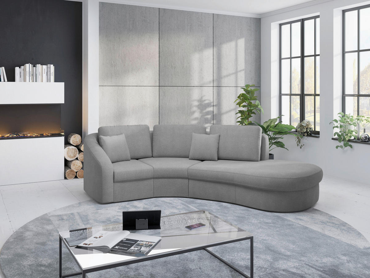 ECKSOFA Mikrofaser Grau  - Schwarz/Grau, Modern, Kunststoff/Textil (266/230cm) - Sit & More
