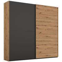 SCHWEBETÜRENSCHRANK Graphitfarben, Eiche Artisan  - Graphitfarben/Eiche Artisan, Trend, Holzwerkstoff (201/223/68cm) - Stylife