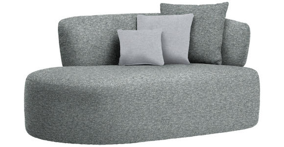 RÉCAMIERE in Flachgewebe Grau, Grün, Hellgrau - Hellgrau/Schwarz, MODERN, Kunststoff/Textil (166/86/105cm) - Hom`in