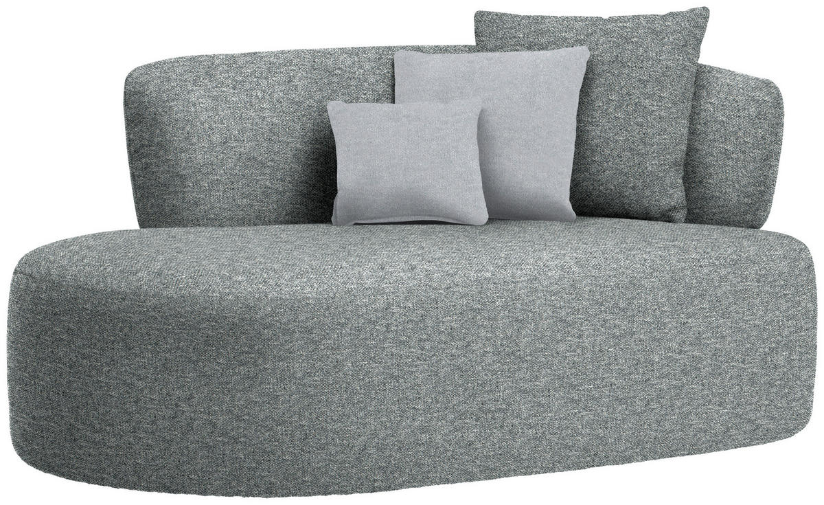 RÉCAMIERE in Flachgewebe Grau, Grün, Hellgrau  - Hellgrau/Schwarz, MODERN, Kunststoff/Textil (166/86/105cm) - Hom`in
