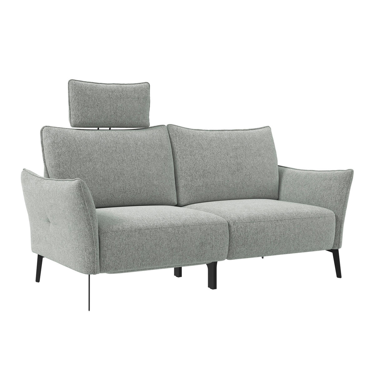 3-SITZER-SOFA Chenille Hellgrau  - Hellgrau/Schwarz, Konventionell, Textil/Metall (184/90/92cm) - Elegando