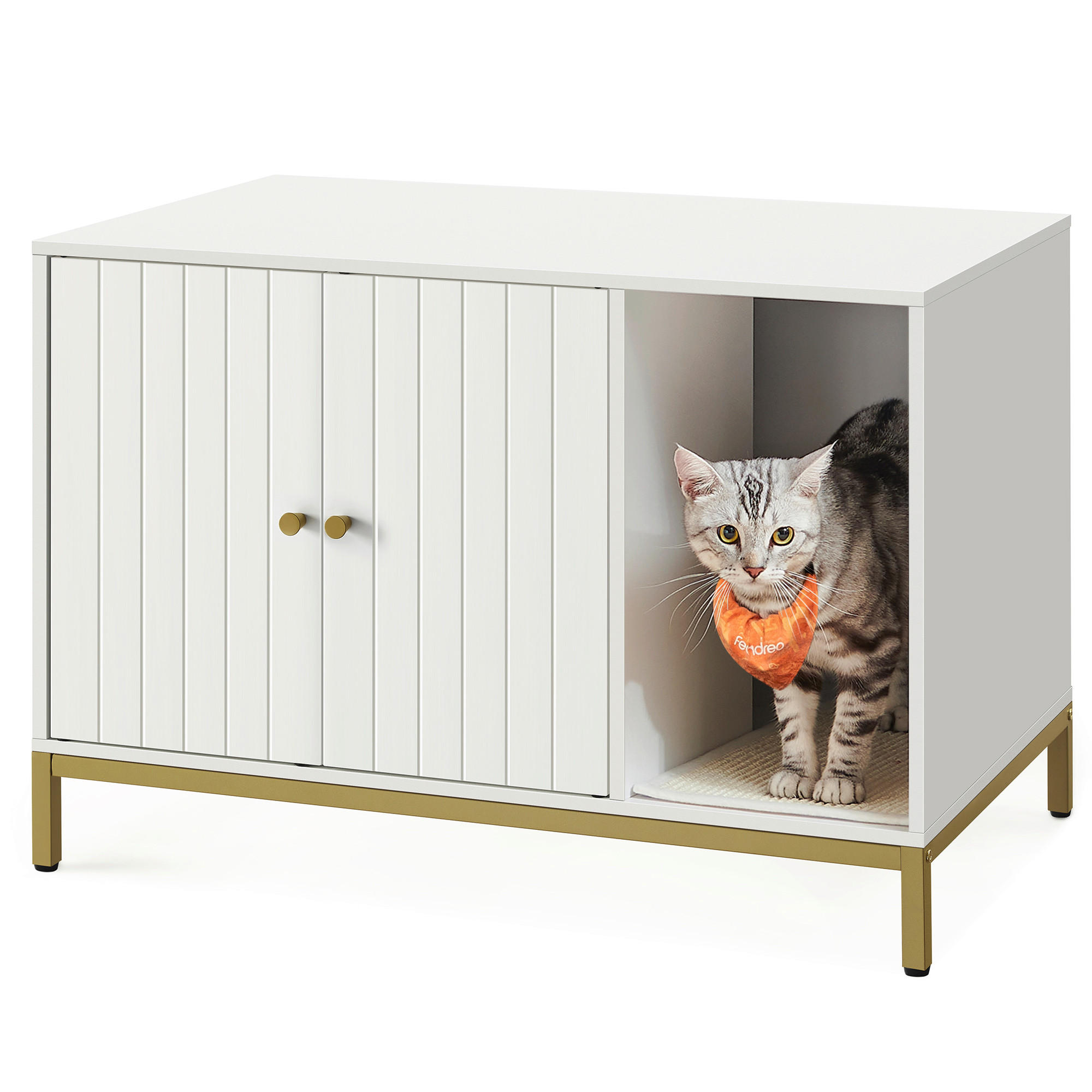 KATZENTOILETTE - Goldfarben/Weiß, Trend, Holzwerkstoff/Metall (80/55/50cm) - Boxxx