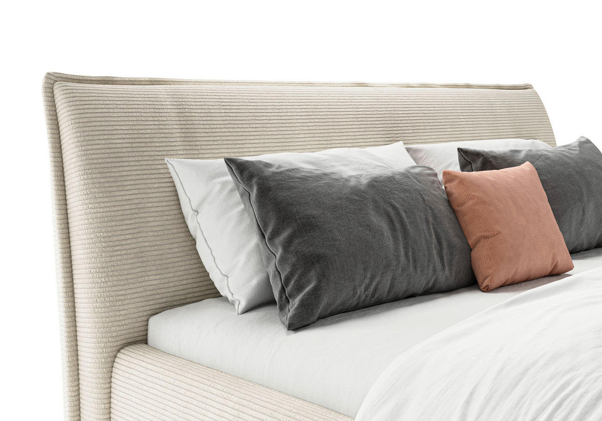 POLSTERBETT gepolstertes Kopfteil 160/200 cm  in Creme  - Creme/Schwarz, Design, Textil/Metall (160/200cm) - Lomoco