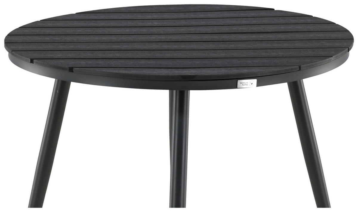GARTENTISCH Metall, Kunststoff rund  - Schwarz, KONVENTIONELL, Kunststoff/Metall (90/74cm) - Gardenson