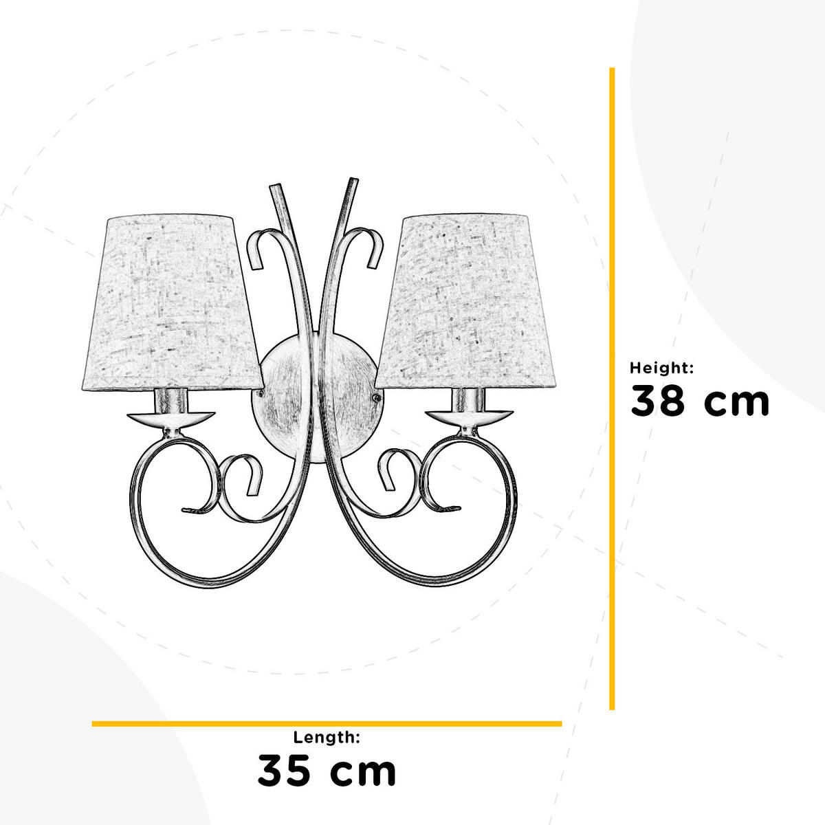 WANDLEUCHTE 35/19/38 cm   - Perlmutt/Bronzefarben, KONVENTIONELL, Textil/Metall (35/19/38cm)