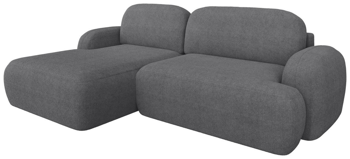 ECKSOFA Sevilla Plus in Bouclé Dunkelgrau  275/175 cm  - Dunkelgrau/Schwarz, Design, Kunststoff/Textil (275/175cm) - MID.YOU