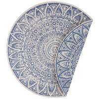 FLACHWEBETEPPICH Wohnzimmer 100 cm Nora Blau, Creme rund  - Blau/Creme, Design, Kunststoff (100cm) - Hanse Home
