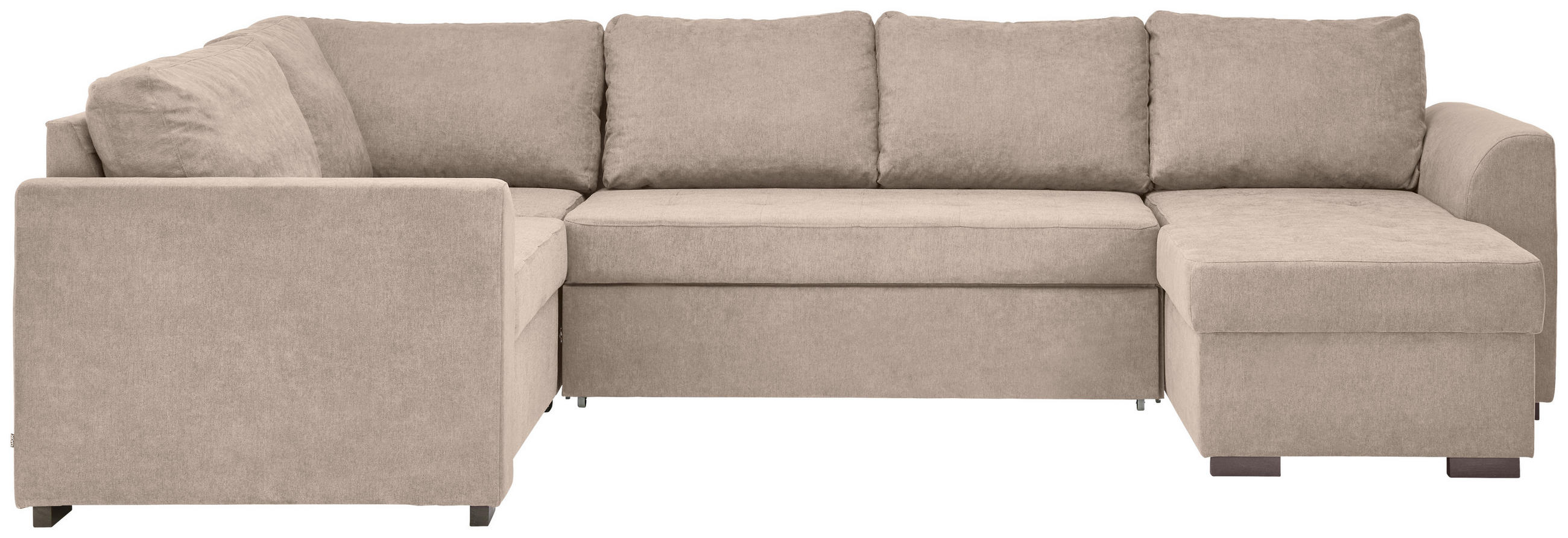 WOHNLANDSCHAFT inkl.Funktionen Beige Webstoff  - Beige/Schwarz, Design, Kunststoff/Textil (205/311/160cm) - Xora
