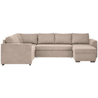 WOHNLANDSCHAFT inkl.Funktionen Beige Webstoff  - Beige/Schwarz, Design, Kunststoff/Textil (205/311/160cm) - Xora