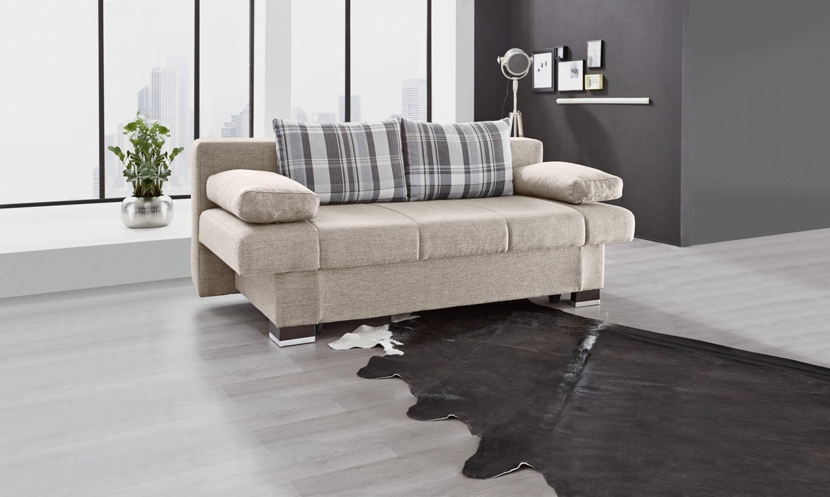 SCHLAFSOFA Beige  - Wengefarben/Beige, KONVENTIONELL, Holz/Textil (200/80/94cm) - Novel