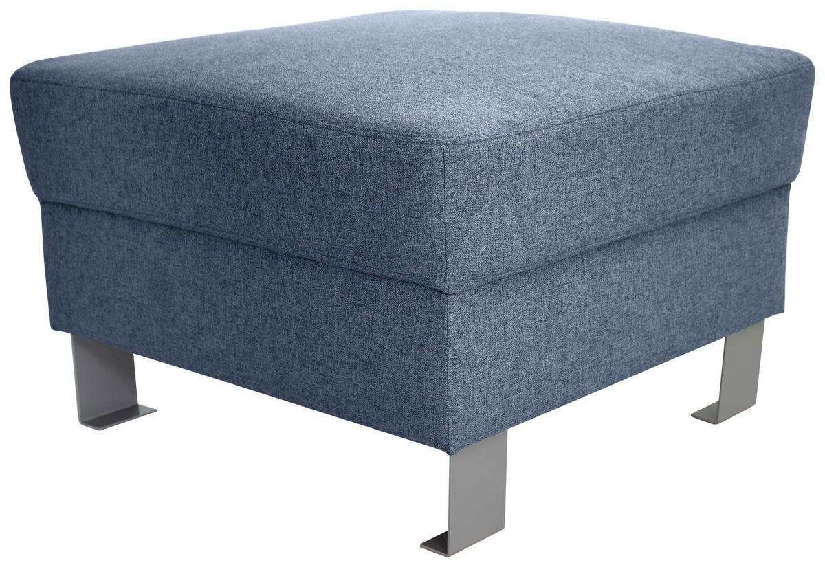 HOCKER Webstoff Blau  - Blau/Silberfarben, Design, Textil/Metall (62/41/62cm) - Xora
