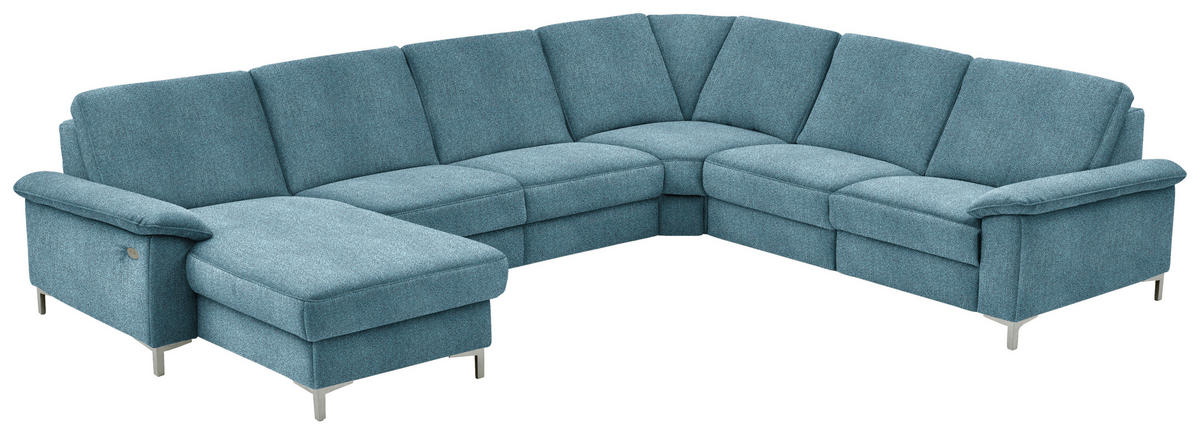 WOHNLANDSCHAFT in Chenille Blau  - Blau/Alufarben, Design, Textil/Metall (170/333/265cm) - Dieter Knoll