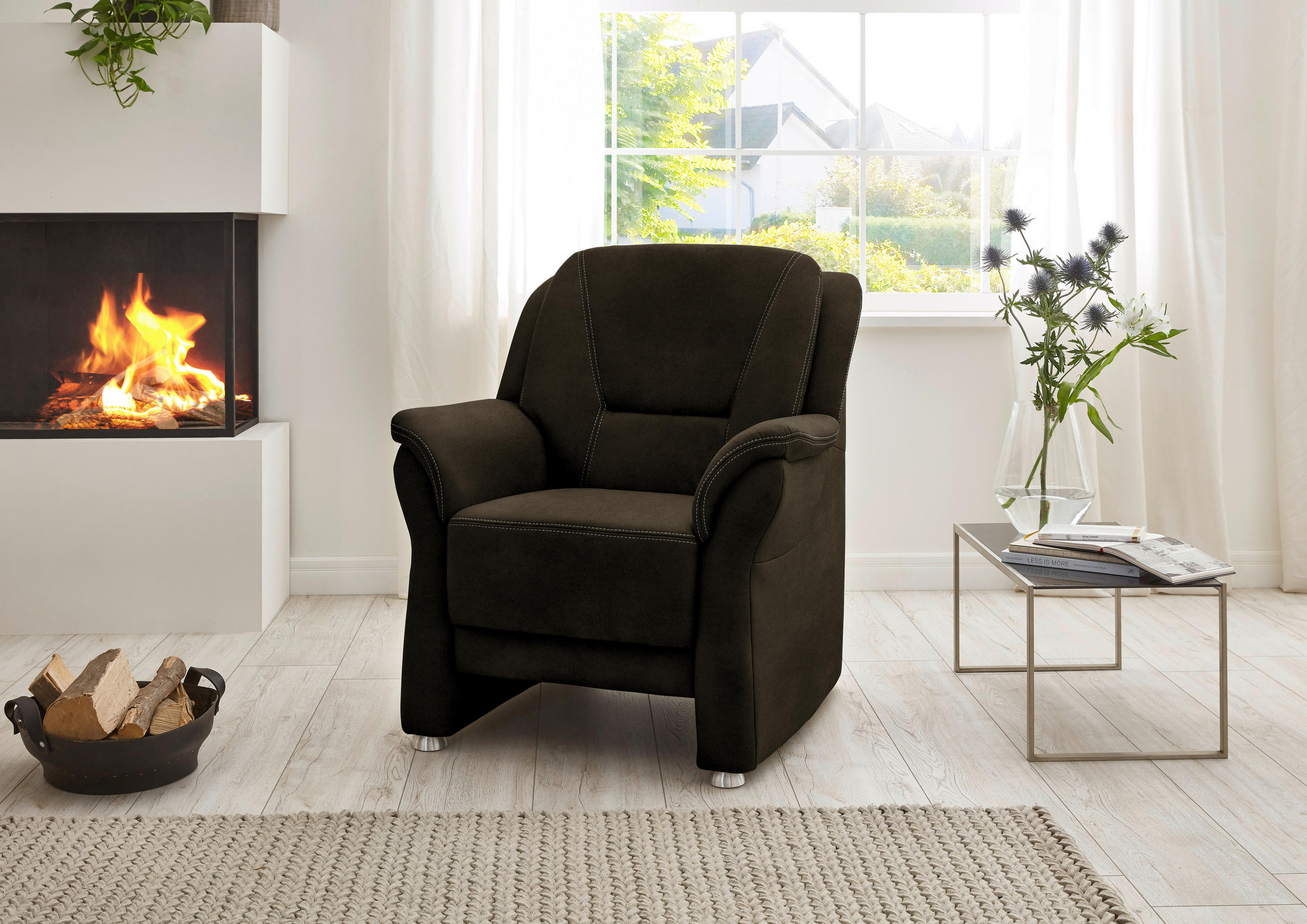 SESSEL in Mikrofaser Grün  - Beige/Alufarben, Konventionell, Textil/Metall (90/100/89cm) - Beldomo Comfort