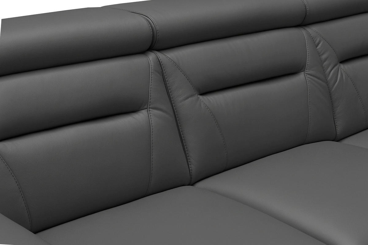 ECKSOFA Lederlook Echtleder Anthrazit  - Wengefarben/Anthrazit, Design, Leder/Holz (260/260cm) - Celina Home