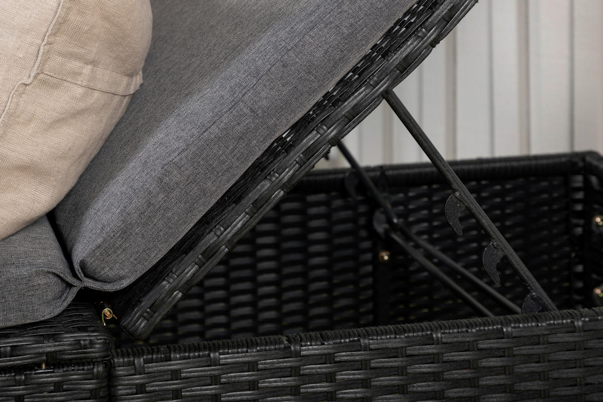 SONNENLIEGE 60.5/37.5/198 cm  - Schwarz/Grau, KONVENTIONELL, Kunststoff/Textil (60.5/37.5/198cm) - Gardenson