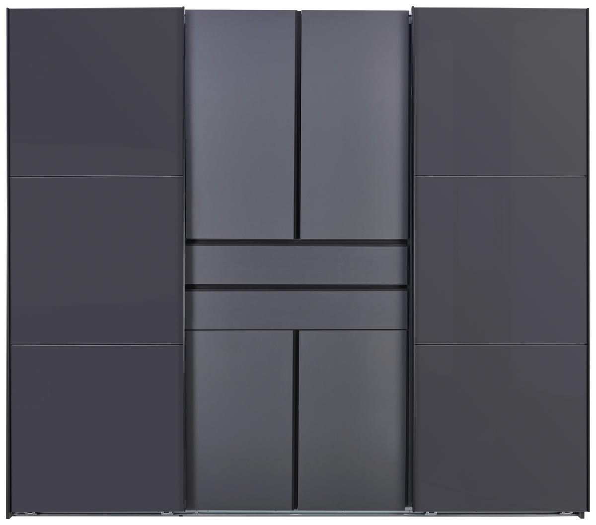 KLEIDERSCHRANK Graphitfarben, Grau  - Schwarz/Graphitfarben, Design, Glas/Holzwerkstoff (250/216/65cm) - Stylife