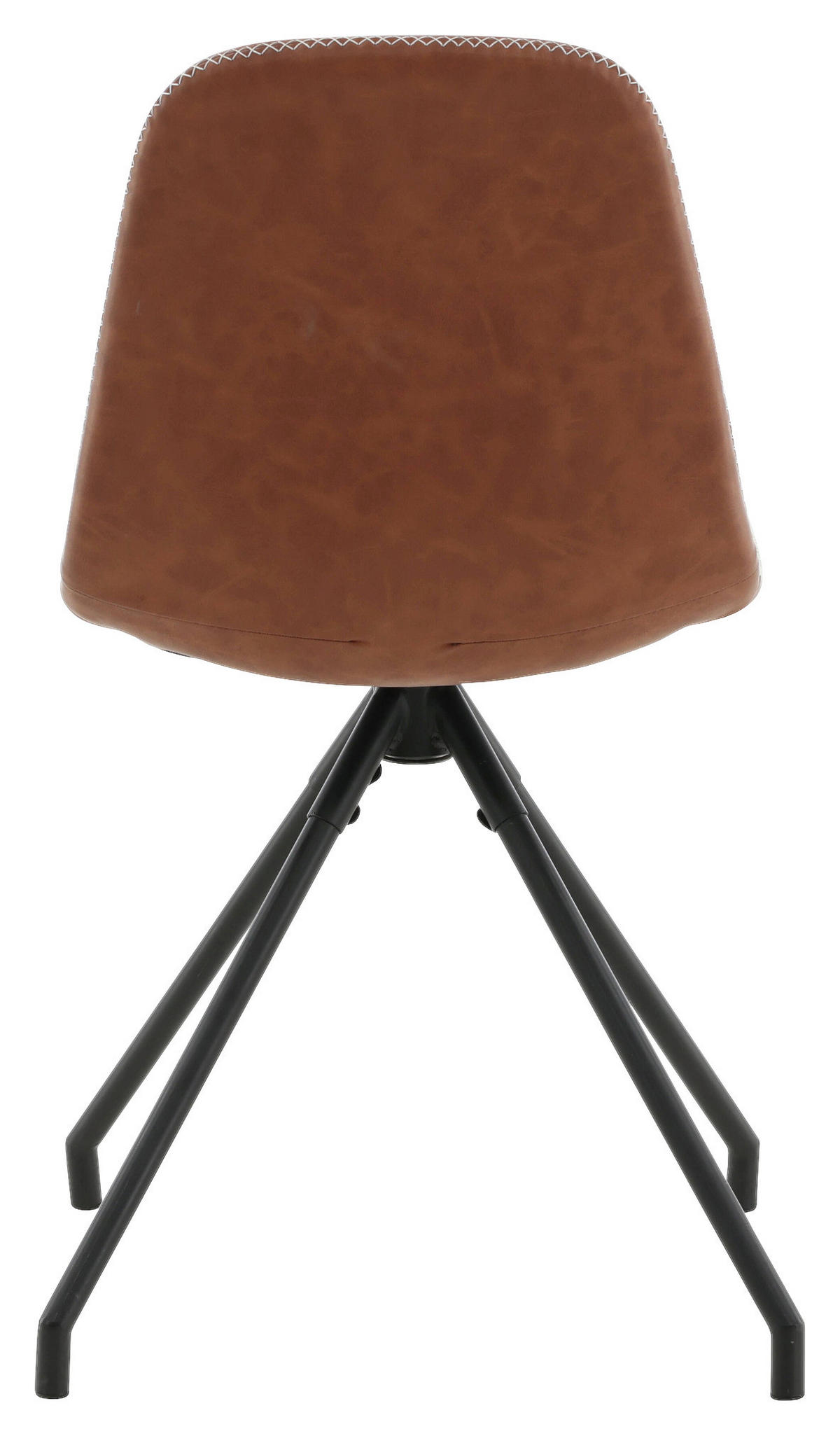 STUHL-SET 2 Stück  in Stahl Lederlook (vegan)  - Cognac/Schwarz, Design, Textil/Metall (44/88/54cm) - Livetastic