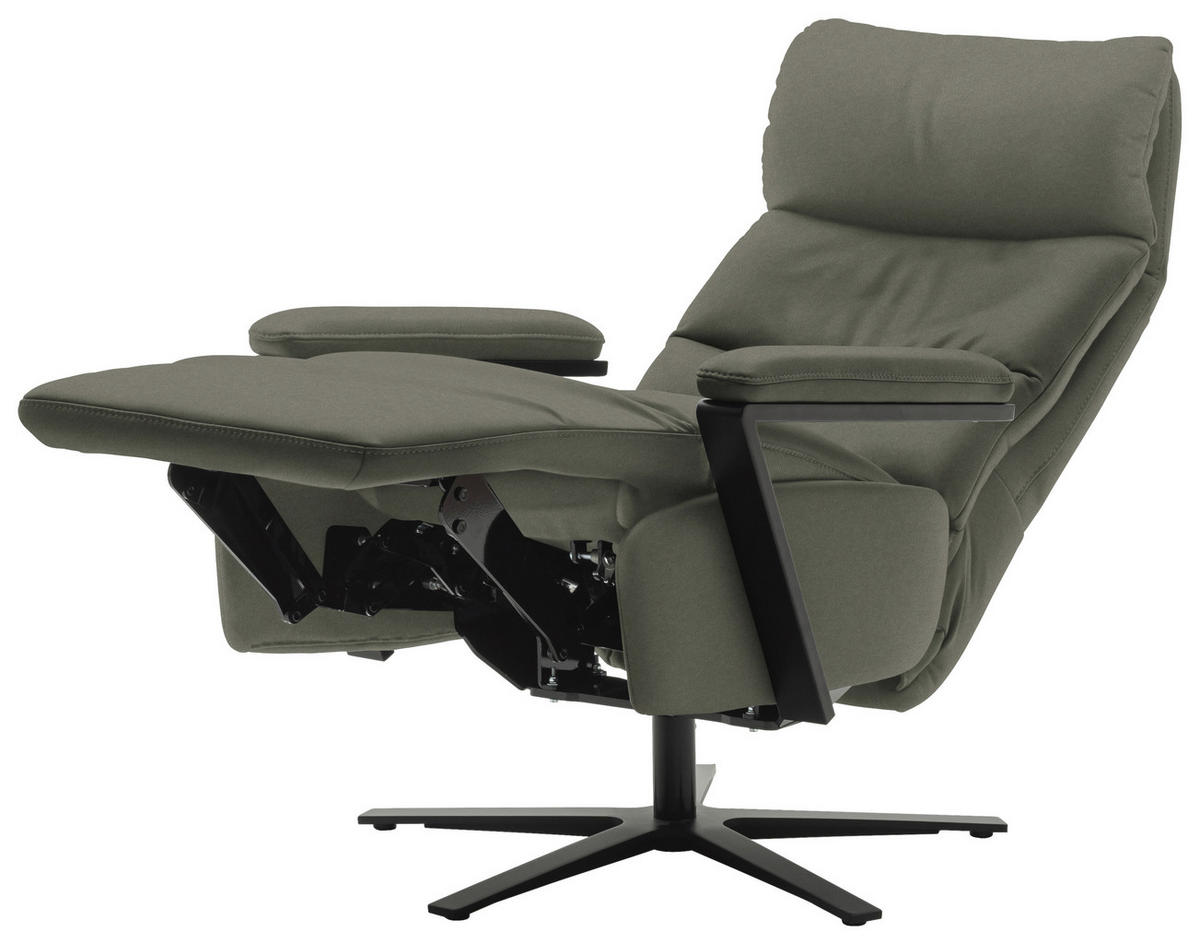 FERNSEHSESSEL  mit Relaxfunktion Echtleder Grau  - Schwarz/Grau, Design, Leder/Metall (74/111/85cm) - Schöner Wohnen