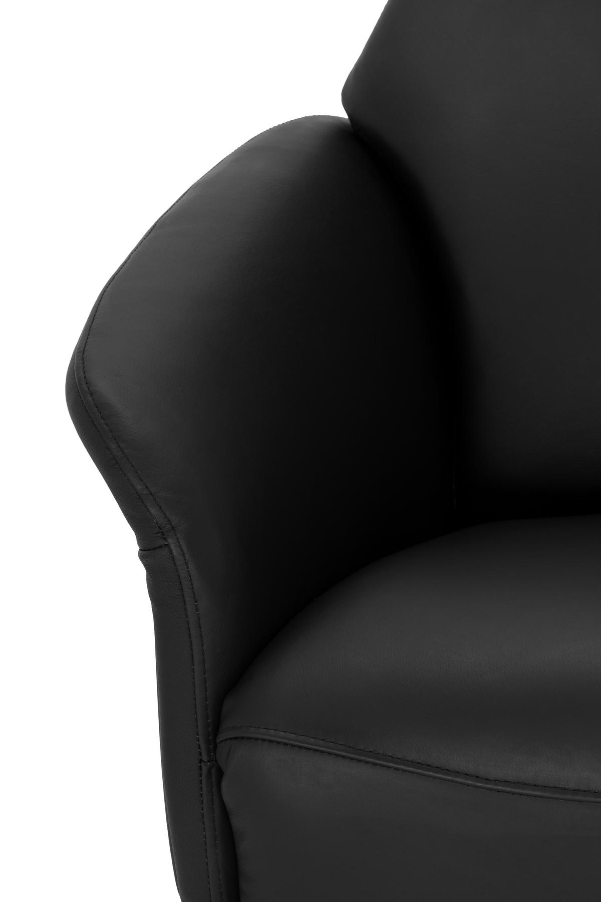 MASSAGESESSEL Echtleder Lederlook Schwarz    - Schwarz/Braun, KONVENTIONELL, Leder/Holzwerkstoff (75/112/85cm) - Livetastic