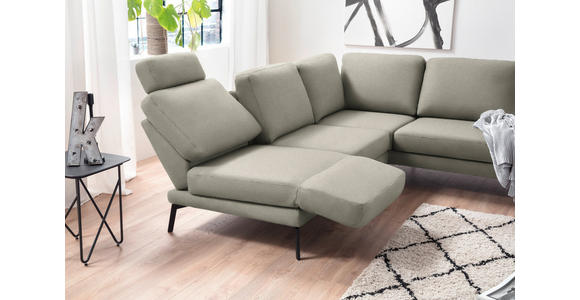 ECKSOFA Olivgrün Mikrofaser  - Schwarz/Olivgrün, KONVENTIONELL, Textil/Metall (250-288/207-223cm) - Hom`in