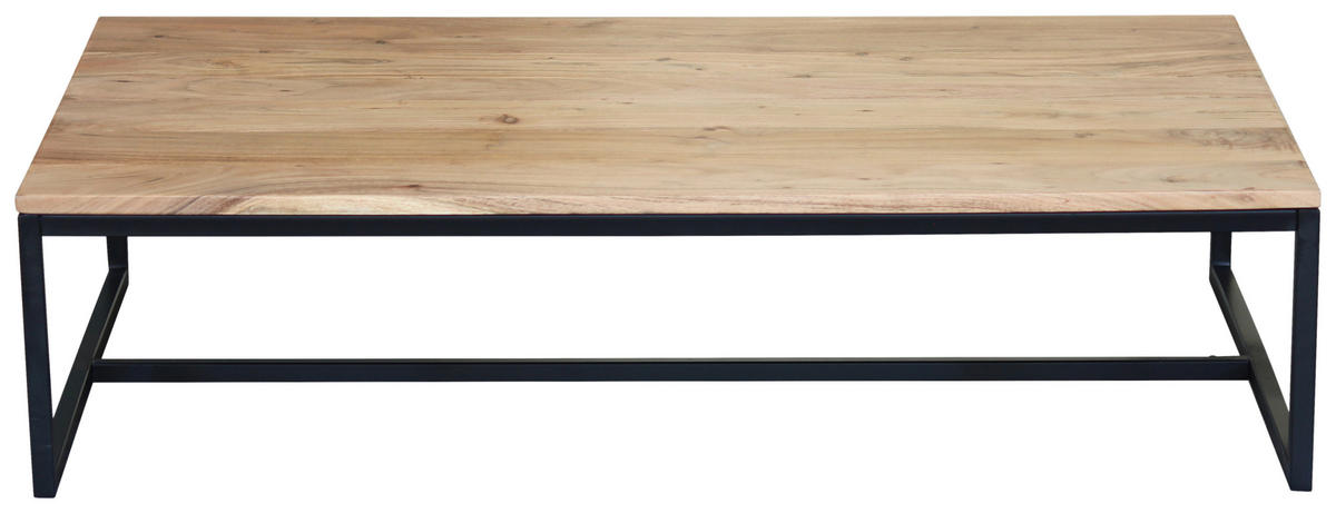 COUCHTISCH Akazie massiv 110/70/35 cm rechteckig Schwarz, Akaziefarben  - Schwarz/Akaziefarben, Design, Holz/Metall (110/70/35cm) - home24