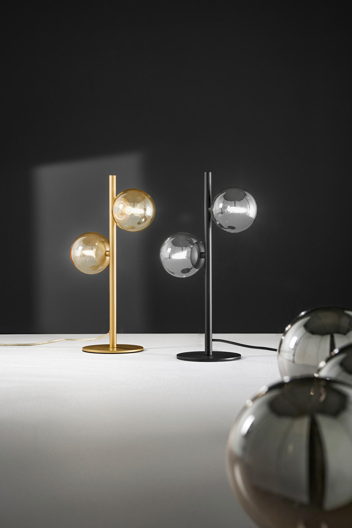 TISCHLEUCHTE 23,4/14/40 cm   - Champagner/Goldfarben, KONVENTIONELL, Glas/Metall (23,4/14/40cm)