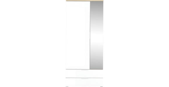GARDEROBENSCHRANK 84/196/40 cm  - Eichefarben/Alufarben, KONVENTIONELL, Glas/Holzwerkstoff (84/196/40cm) - Xora