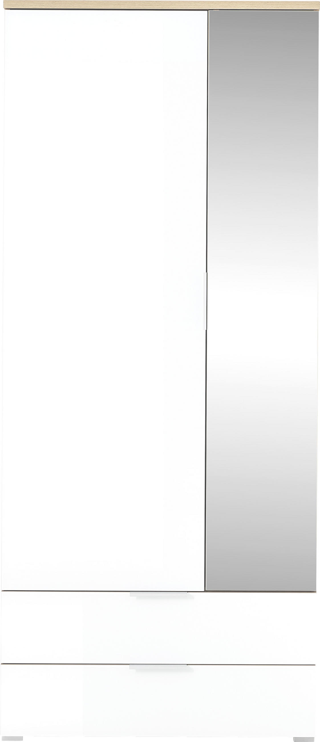 GARDEROBENSCHRANK  in 84/196/40 cm  - Weiss/Eichefarben, Konventionell, Glas/Holzwerkstoff (84/196/40cm)