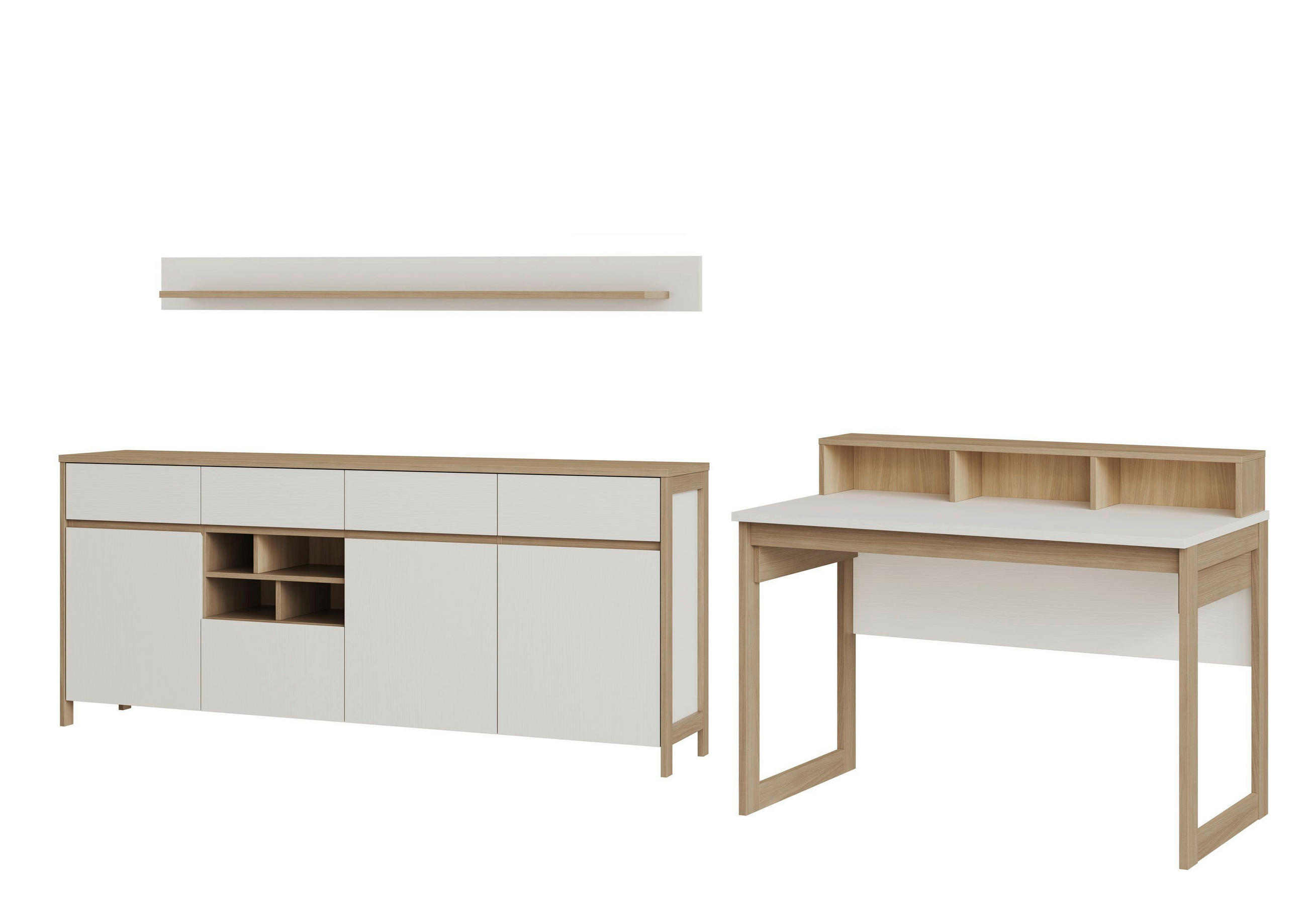 BÜRO erweiterbar, Typenauswahl Weiß - Weiß, Design, Holzwerkstoff - MID.YOU