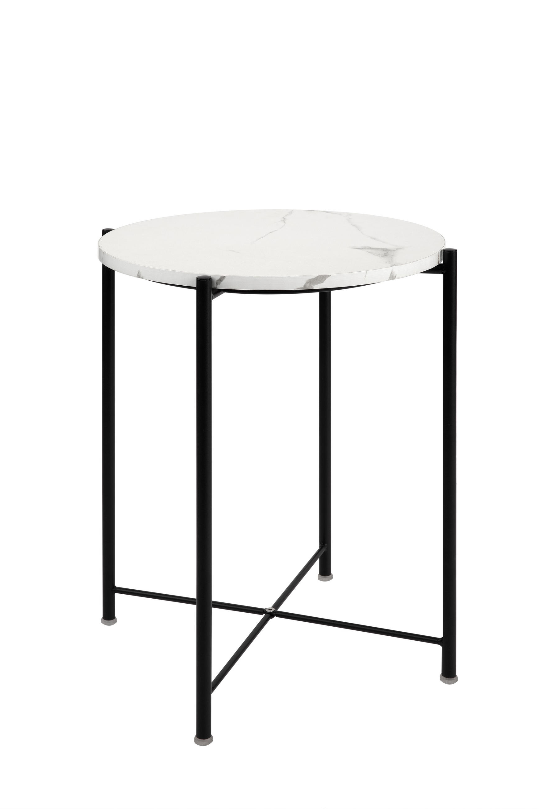 Thumbnail - Carryhome Beistelltisch, Schwarz, Weiß, Metall, Holzwerkstoff, Marmoroptik, rund, Rundrohr, 45x50x45 cm, Wohnzimmer, Woh...