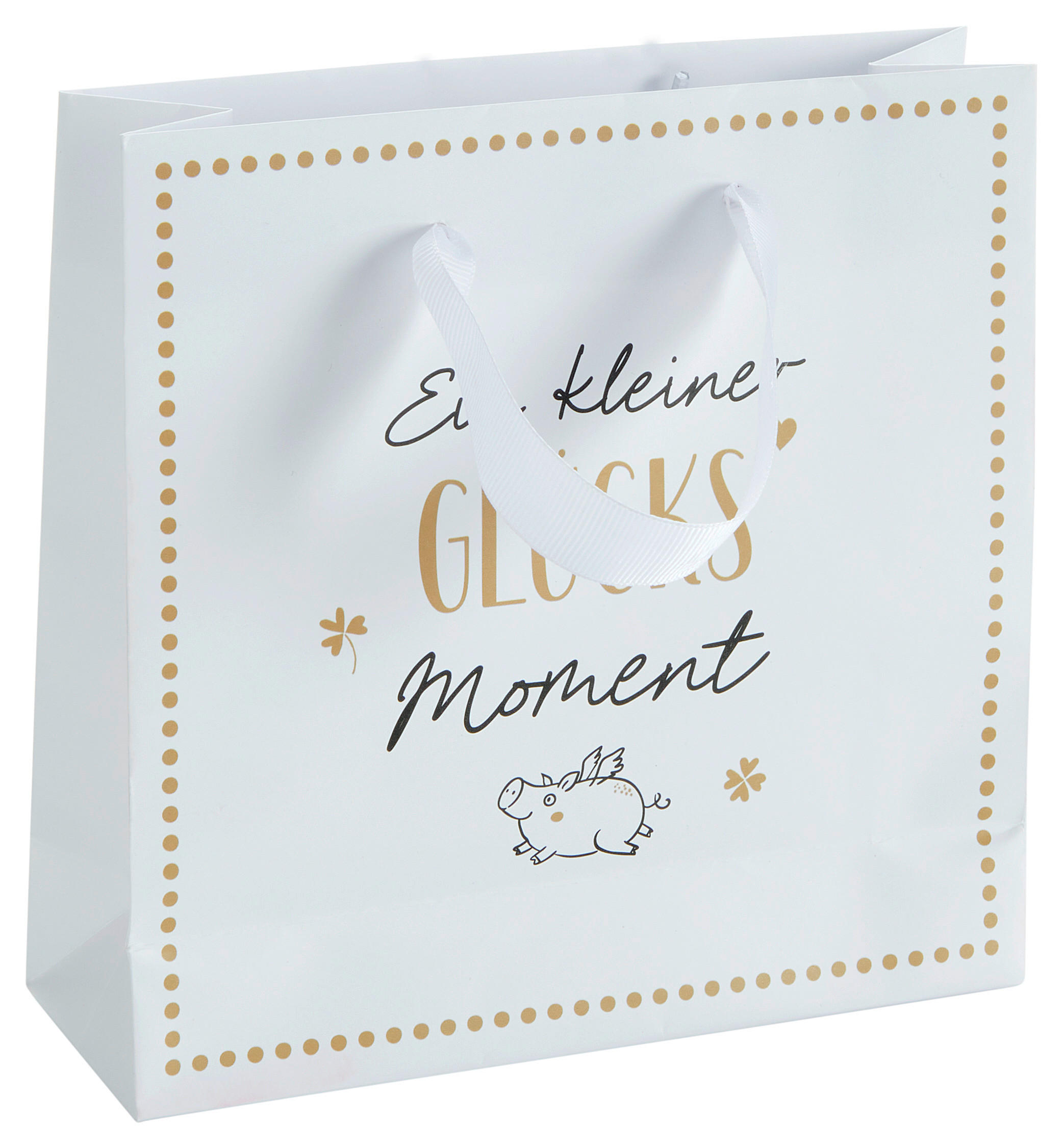 GESCHENKTASCHE  - Goldfarben/Schwarz, KONVENTIONELL, Papier/Textil (17/6/17cm)