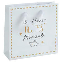 GESCHENKTASCHE  - Goldfarben/Schwarz, KONVENTIONELL, Papier/Textil (17/6/17cm)