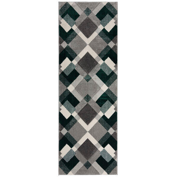 Flair Rugs Webteppich Nimbus Grün, Dunkelgrau 80x230 cm