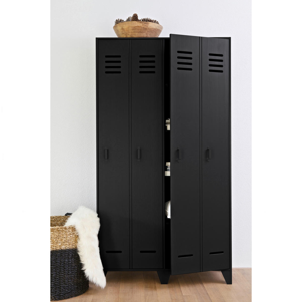 SPIND - Schwarz, Design, Holz/Metall (103/187/40cm) - Livetastic